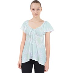 Mazipoodles Bold Daisies Spearmint Lace Front Dolly Top by Mazipoodles