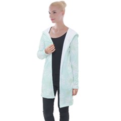 Mazipoodles Bold Daisies Spearmint Longline Hooded Cardigan by Mazipoodles