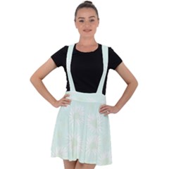 Mazipoodles Bold Daisies Spearmint Velvet Suspender Skater Skirt by Mazipoodles