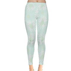 Mazipoodles Bold Daisies Spearmint Inside Out Leggings by Mazipoodles