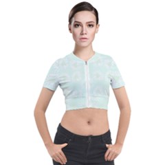 Mazipoodles Bold Daisies Spearmint Short Sleeve Cropped Jacket by Mazipoodles