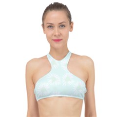 Mazipoodles Bold Daisies Spearmint High Neck Bikini Top by Mazipoodles