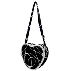 Mazipoodles Neuro Art - Black White Heart Shoulder Bag by Mazipoodles