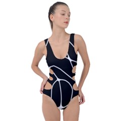 Mazipoodles Neuro Art - Black White Side Cut Out Swimsuit by Mazipoodles