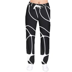 Mazipoodles Neuro Art - Black White Women Velvet Drawstring Pants by Mazipoodles