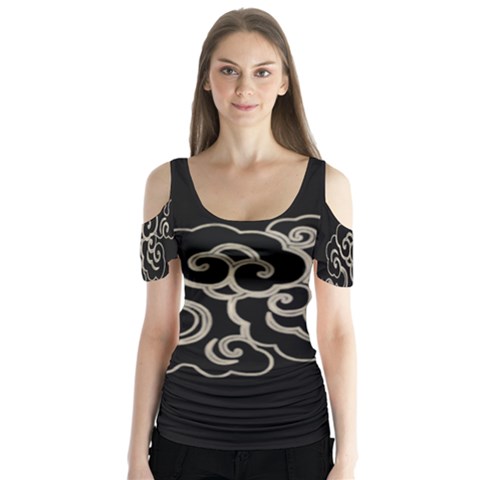  Butterfly Sleeve Cutout Tee  by Intrinketly777