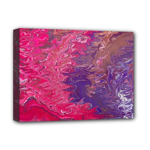 Fuchsia Flow Deluxe Canvas 16  X 12  (stretched)  by kaleidomarblingart