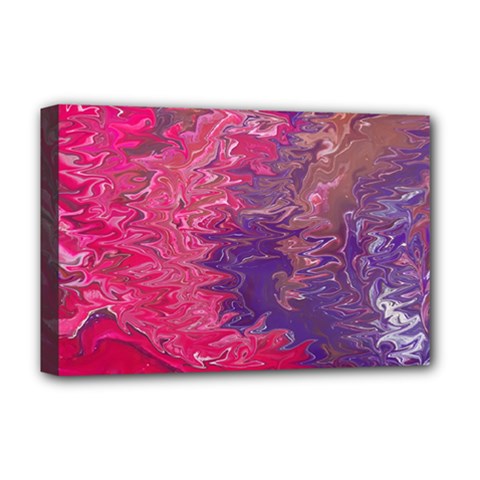 Fuchsia Flow Deluxe Canvas 18  X 12  (stretched) by kaleidomarblingart