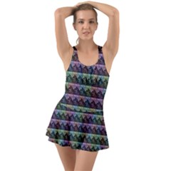 Inspirational Think Big Concept Pattern Ruffle Top Dress Swimsuit