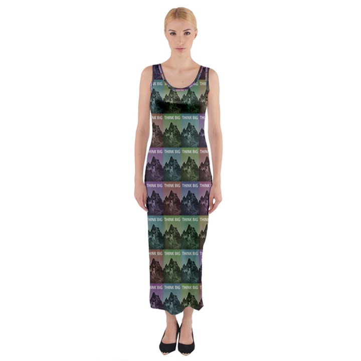 Inspirational Think Big Concept Pattern Fitted Maxi Dress