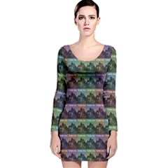 Inspirational Think Big Concept Pattern Long Sleeve Velvet Bodycon Dress by dflcprintsclothing