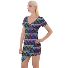 Inspirational Think Big Concept Pattern Short Sleeve Asymmetric Mini Dress by dflcprintsclothing