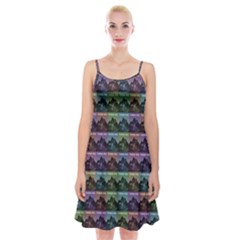 Inspirational Think Big Concept Pattern Spaghetti Strap Velvet Dress