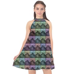 Inspirational Think Big Concept Pattern Halter Neckline Chiffon Dress  by dflcprintsclothing