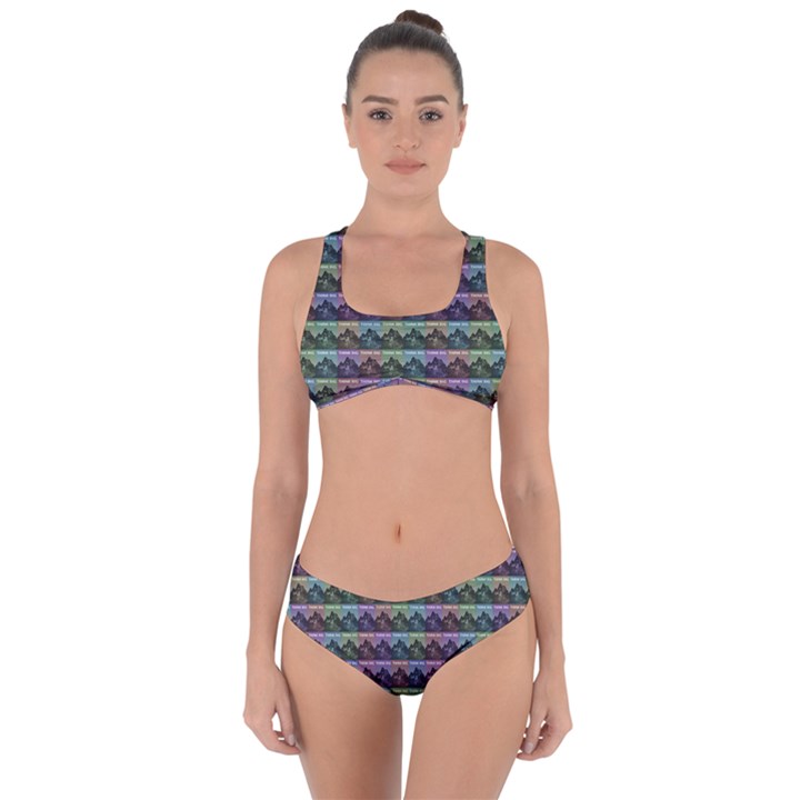 Inspirational Think Big Concept Pattern Criss Cross Bikini Set