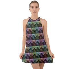 Inspirational Think Big Concept Pattern Halter Tie Back Chiffon Dress by dflcprintsclothing