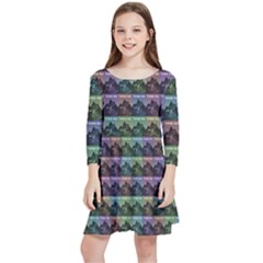 Inspirational Think Big Concept Pattern Kids  Quarter Sleeve Skater Dress by dflcprintsclothing