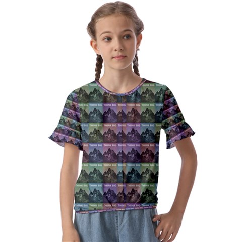 Inspirational Think Big Concept Pattern Kids  Cuff Sleeve Scrunch Bottom Tee by dflcprintsclothing