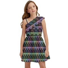 Inspirational Think Big Concept Pattern Kids  One Shoulder Party Dress