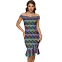 Inspirational Think Big Concept Pattern Off Shoulder Ruffle Split Hem Bodycon Dress View1