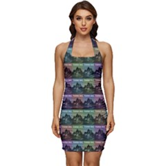 Inspirational Think Big Concept Pattern Sleeveless Wide Square Neckline Ruched Bodycon Dress by dflcprintsclothing