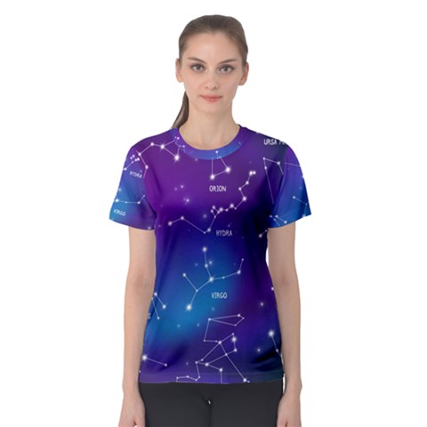 Realistic Night Sky With Constellations Women s Sport Mesh Tee by Cowasu