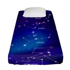 Realistic Night Sky With Constellations Fitted Sheet (single Size) by Cowasu