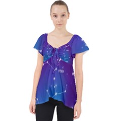 Realistic Night Sky With Constellations Lace Front Dolly Top by Cowasu