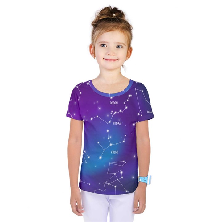 Realistic Night Sky With Constellations Kids  One Piece Tee