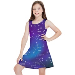 Realistic Night Sky With Constellations Kids  Lightweight Sleeveless Dress by Cowasu