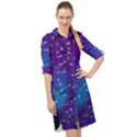 Realistic Night Sky With Constellations Long Sleeve Mini Shirt Dress View1