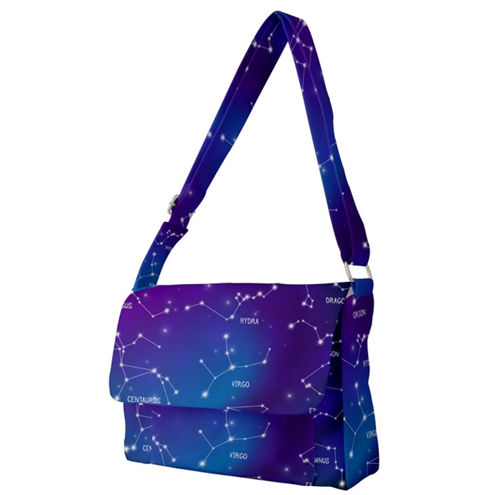 Realistic Night Sky With Constellations Full Print Messenger Bag (L)