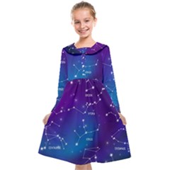 Realistic Night Sky With Constellations Kids  Midi Sailor Dress by Cowasu