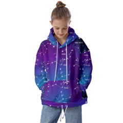 Realistic Night Sky With Constellations Kids  Oversized Hoodie by Cowasu