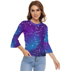 Realistic Night Sky With Constellations Bell Sleeve Top