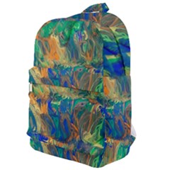 Blue On Green Flow Classic Backpack by kaleidomarblingart