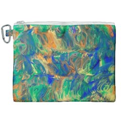 Blue On Green Flow Canvas Cosmetic Bag (xxl) by kaleidomarblingart