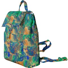 Blue On Green Flow Buckle Everyday Backpack by kaleidomarblingart