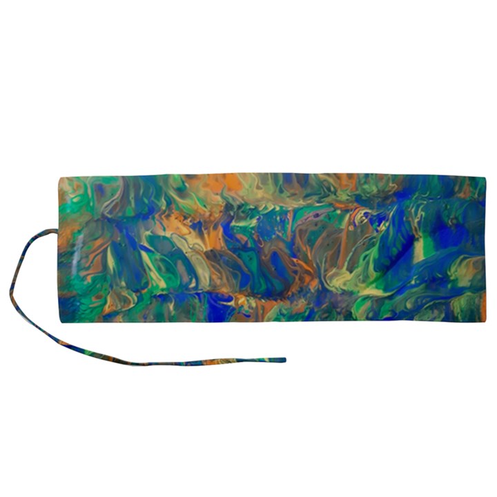 Blue on green flow Roll Up Canvas Pencil Holder (M)