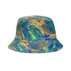 Blue On Green Flow Inside Out Bucket Hat by kaleidomarblingart