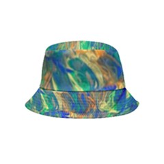 Blue On Green Flow Inside Out Bucket Hat (kids) by kaleidomarblingart