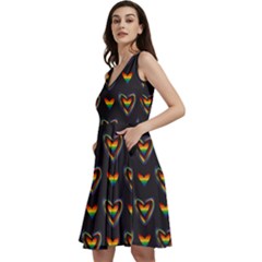 Rainbow Love Sleeveless V-neck Skater Dress With Pockets