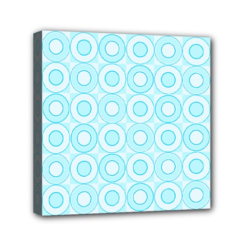 Mazipoodles Baby Blue Check Donuts Mini Canvas 6  X 6  (stretched) by Mazipoodles