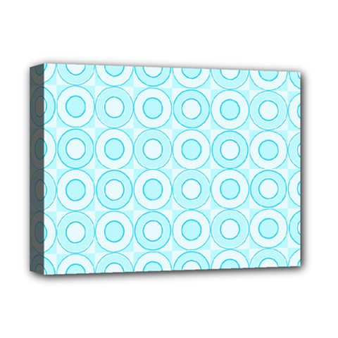 Mazipoodles Baby Blue Check Donuts Deluxe Canvas 16  X 12  (stretched)  by Mazipoodles