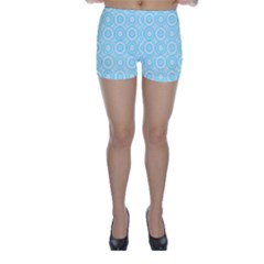 Mazipoodles Baby Blue Check Donuts Skinny Shorts by Mazipoodles