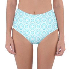 Mazipoodles Baby Blue Check Donuts Reversible High-waist Bikini Bottoms by Mazipoodles