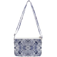 Blue Biro Arabesque Double Gusset Crossbody Bag by kaleidomarblingart