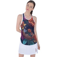 Crocodile Vs Monkey Watercolor 1 Dreamshaper V7 3d Floral 0 Racer Back Mesh Tank Top