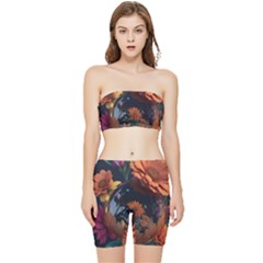 Crocodile Vs Monkey Watercolor 1 Dreamshaper V7 3d Floral 0 Stretch Shorts And Tube Top Set by mohdmosin2535