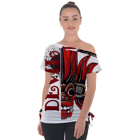 Devil2 Off Shoulder Tie-up Tee by RuuGallery10